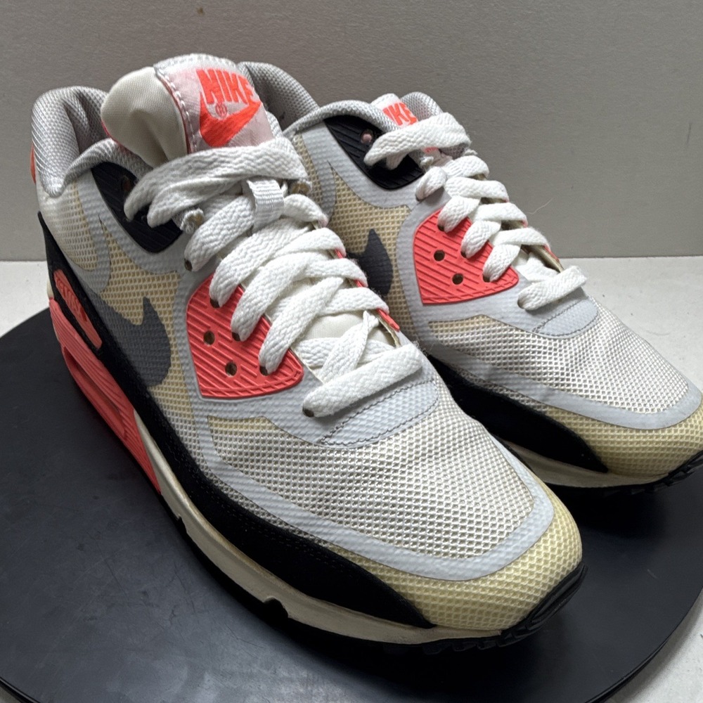 Nike Air Max 90 Prem Tape QS White Black Red Mesh Low Top Sneaker Sz7 624212-106